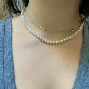 Pearl Choker Necklace - Real Pearls - 16 inch